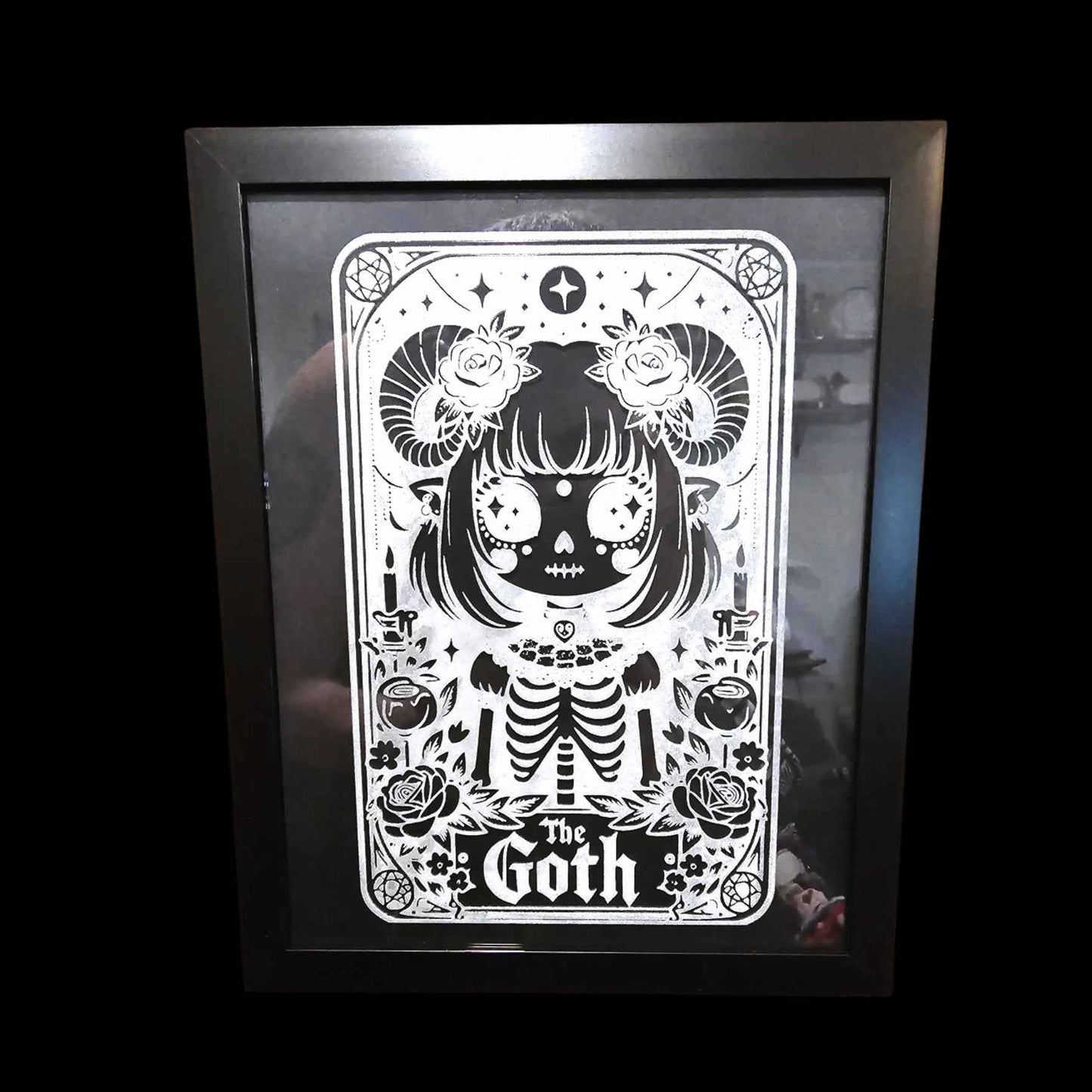 Goth Girl Tarot Card Etched Glass