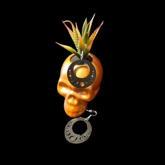 Wooden Black Moon Phases Earrings