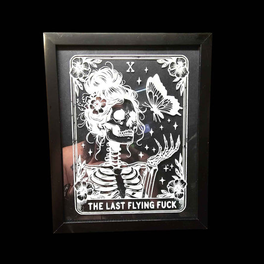 The Last Flying Fuck Tarot Card Etched Glass