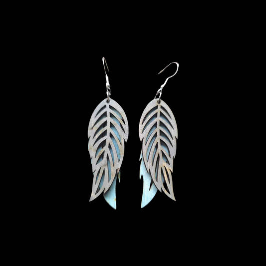 Wooden Feather Earrings