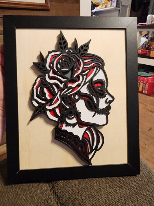 Beautiful Lady Layered Wood Art