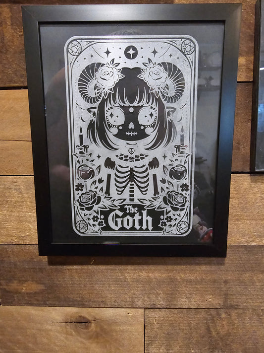 Goth Girl Tarot Card Etched Glass