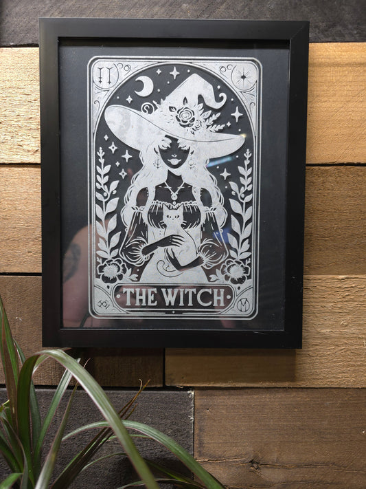 The Witch Tarot Card Etched Glass