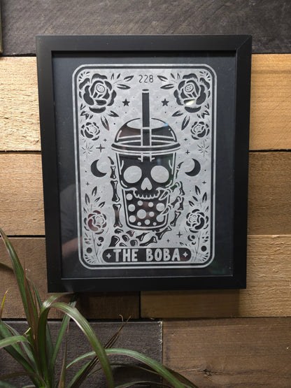 The Boba Tarot Card Etched Glass