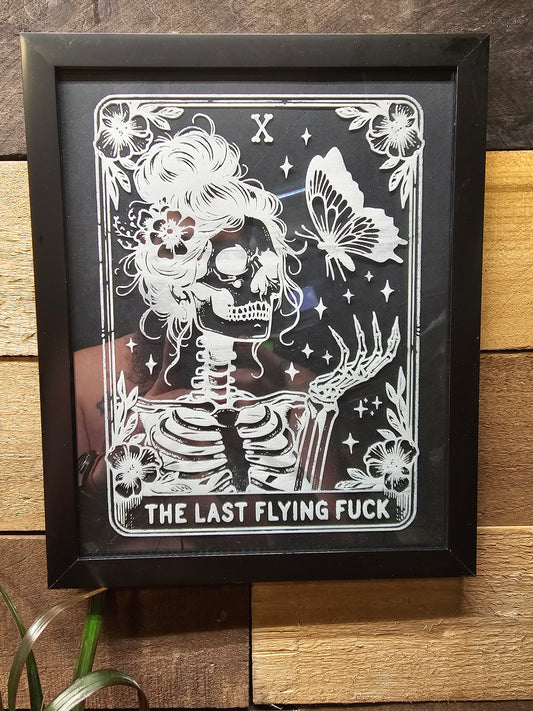 The Last Flying Fuck Tarot Card Etched Glass