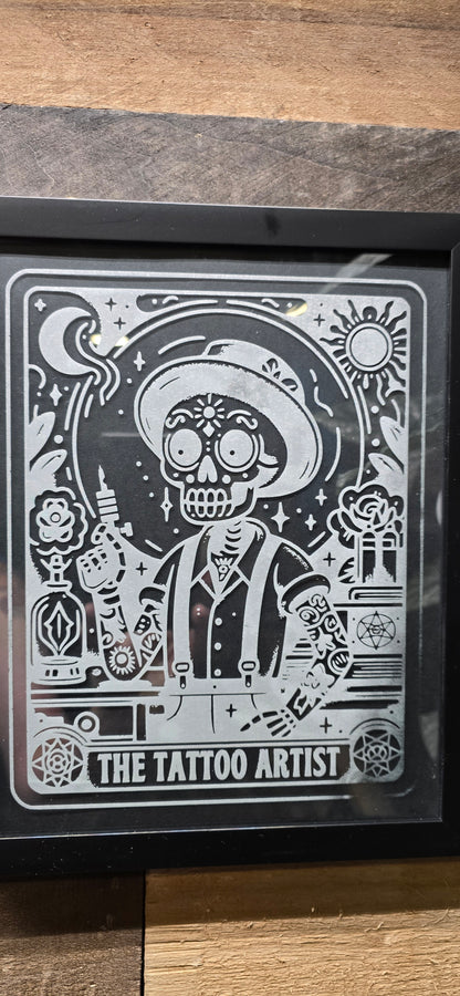 The Tattoo Artist Tarot Card Etched Glass