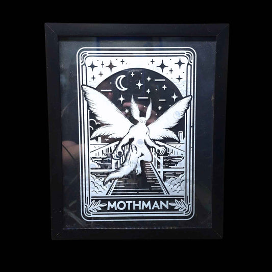The Mothman Tarot Card Etched Glass