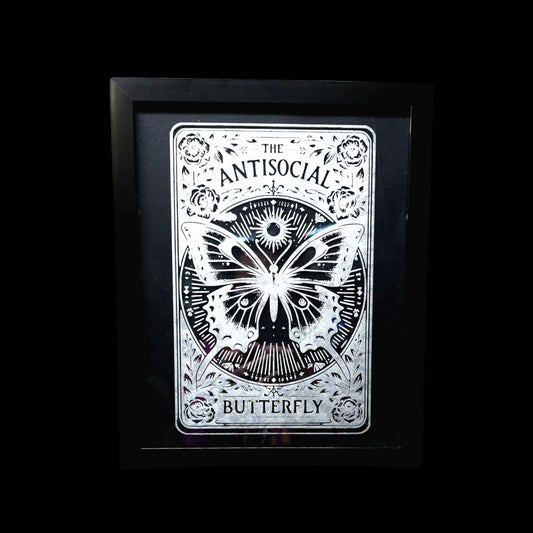 The Antisocial Butterfly Tarot Card Etched Glass