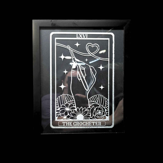 The Crocheter Tarot Card Etched Glass