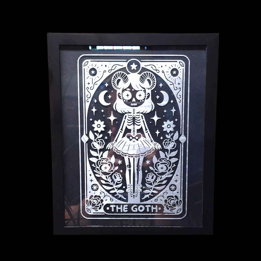 Goth Girl Tarot Card Etched Glass