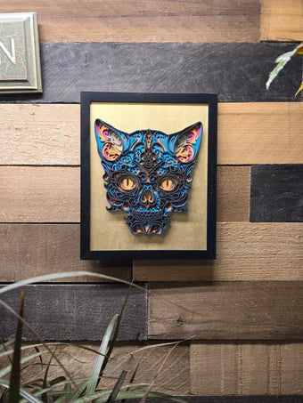 Zombie Cat Layered Wood Art