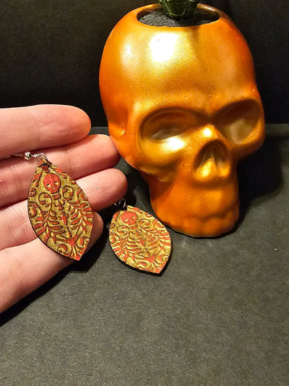 Red Vintage Style Skeleton Earrings