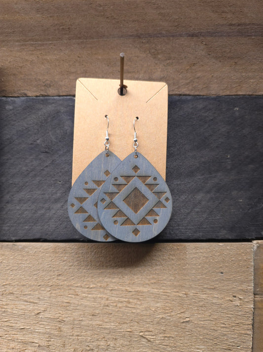 Wooden Aztec Earrings