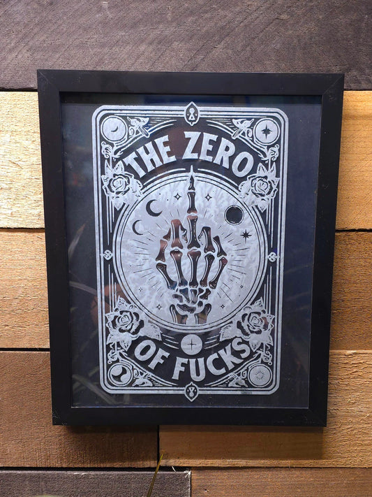 The Zero of Fucks Tarot Card Etched Glass