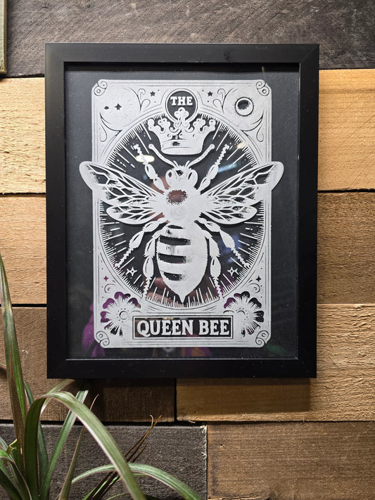 The Queen Bee Tarot Card Etched Glass