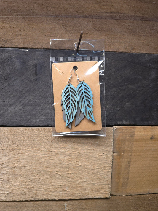 Wooden Feather earrings