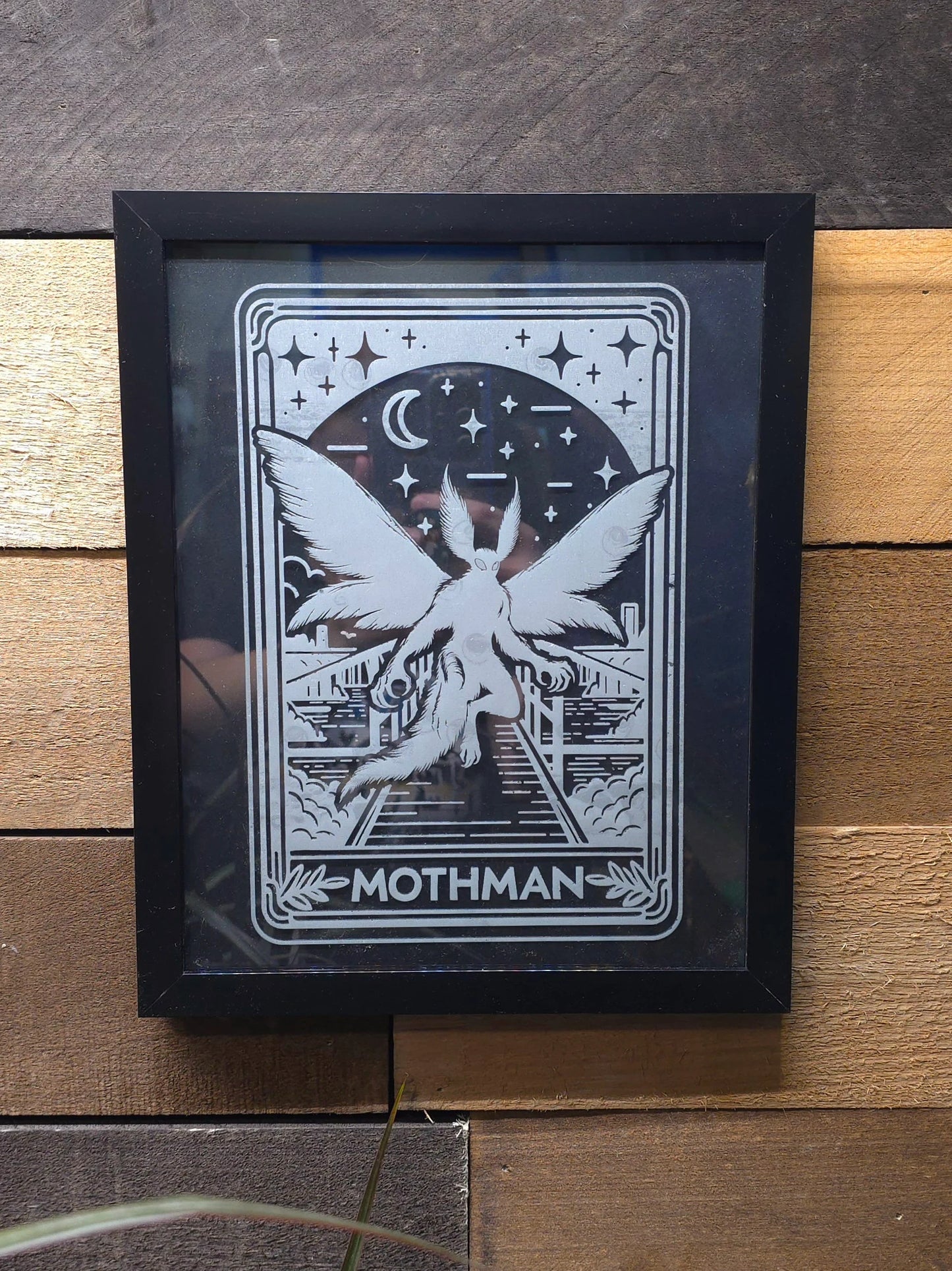 The Mothman Tarot Card Etched Glass