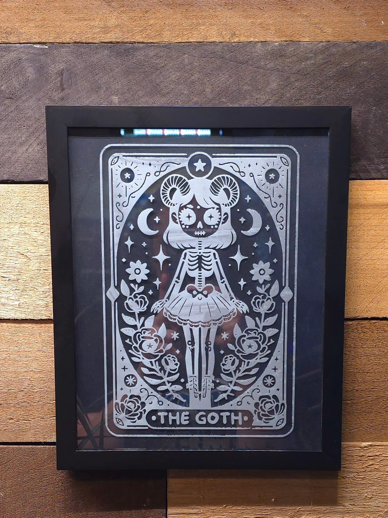 Goth Girl Tarot Card Etched Glass