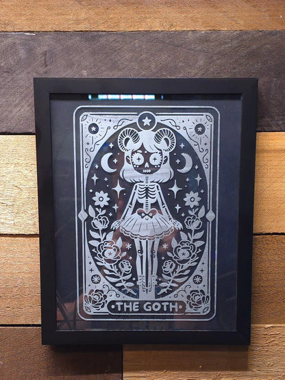 Goth Girl Tarot Card Etched Glass