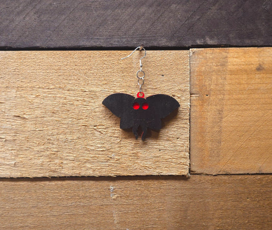 Wooden Mothman earrings