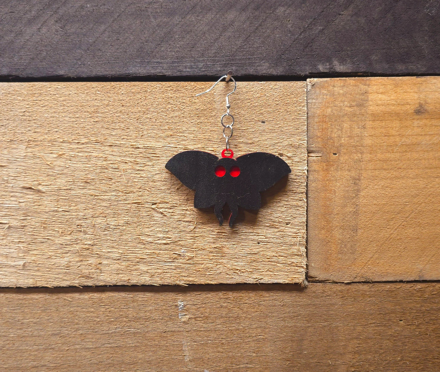 Wooden Mothman earrings