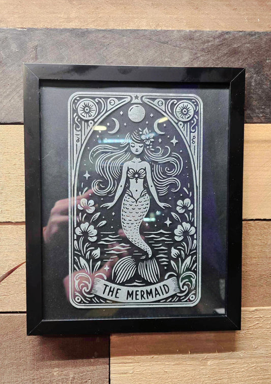 The Mermaid Tarot Card Etched Glass