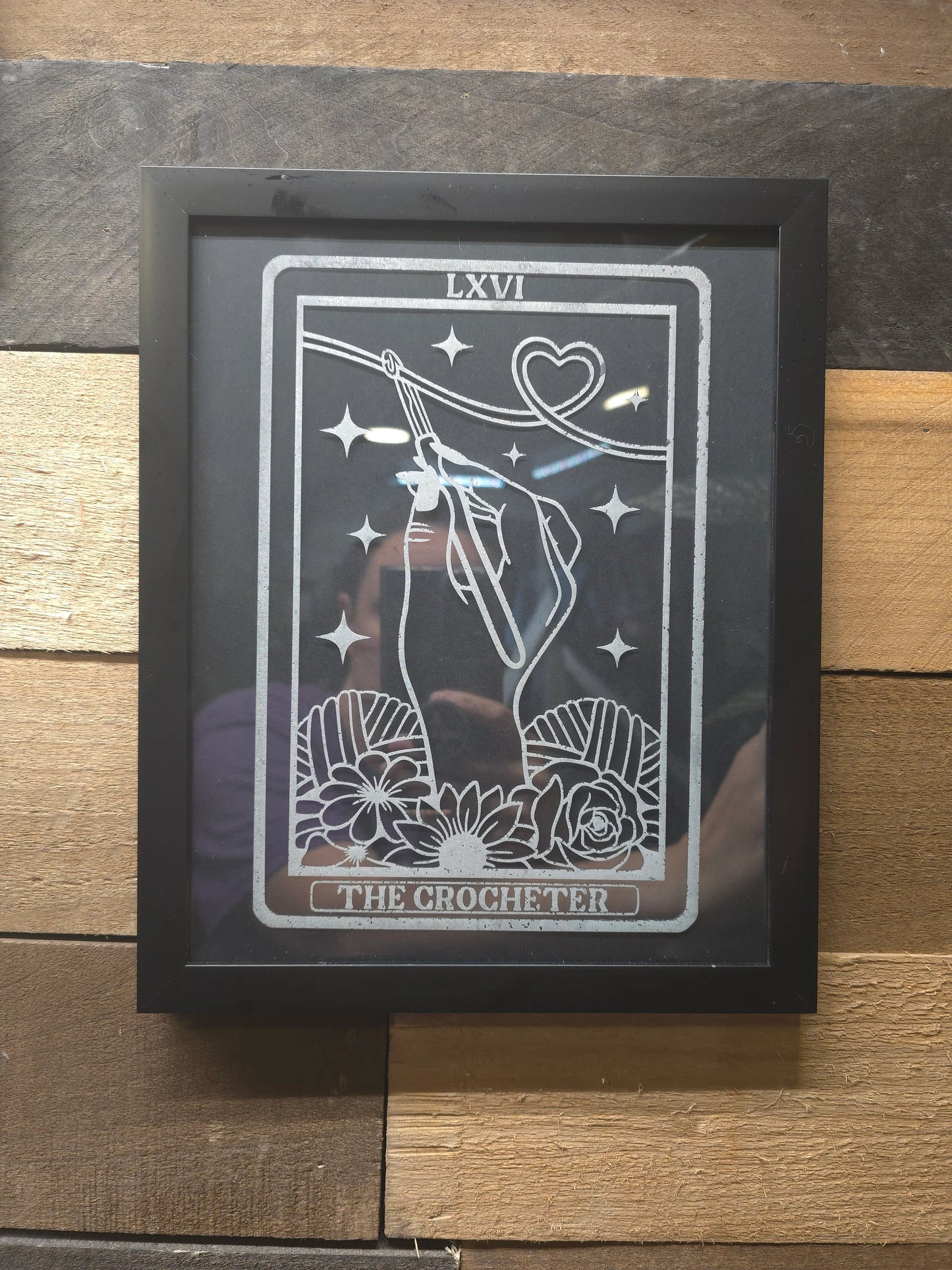 The Crocheter Tarot Card Etched Glass